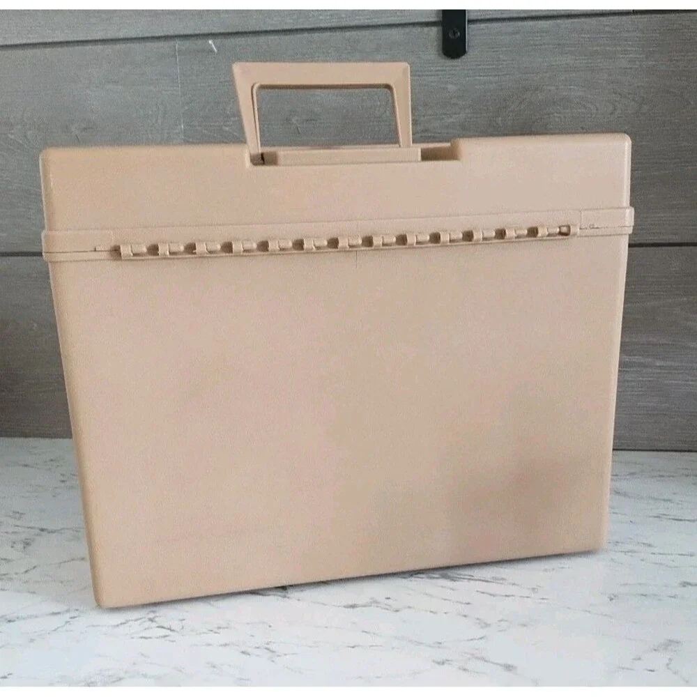 VTG Ballonoff Porta Personal File Box Beige Original Stackable With Key Plastic